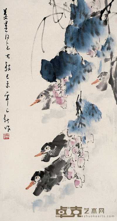 杨正新 鸭嬉图 片 90×48cm